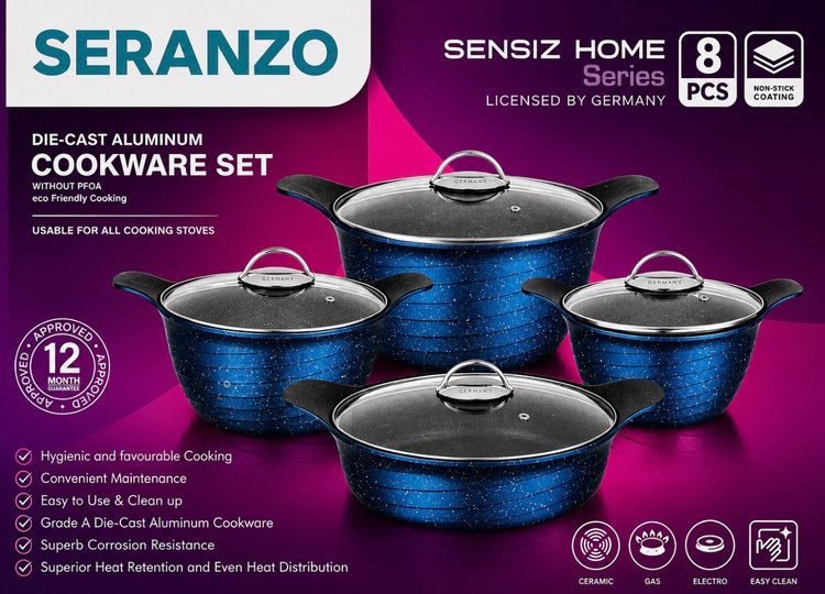 سرویس قابلمه ۸ پارچه سرانزو SERANZO سری SENSIZ HOME