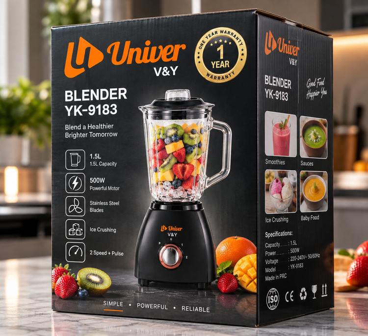 مخلوط کن یونیور V&Y مدل YK-9183 | توان 500 وات | پارچ 1.5 لیتری